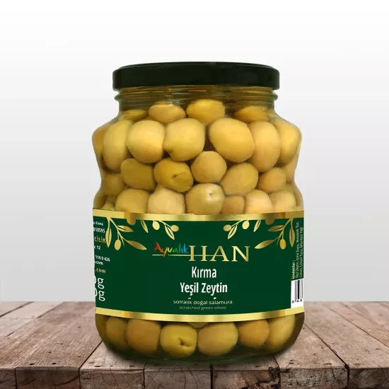 AYVALIKHAN Yeşil Kırma Zeytin 1000 g cam