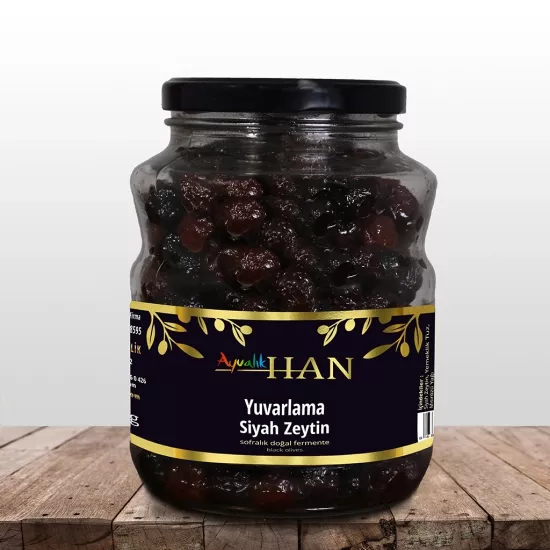 AYVALIKHAN Yuvarlama Siyah Zeytin 1000 g cam